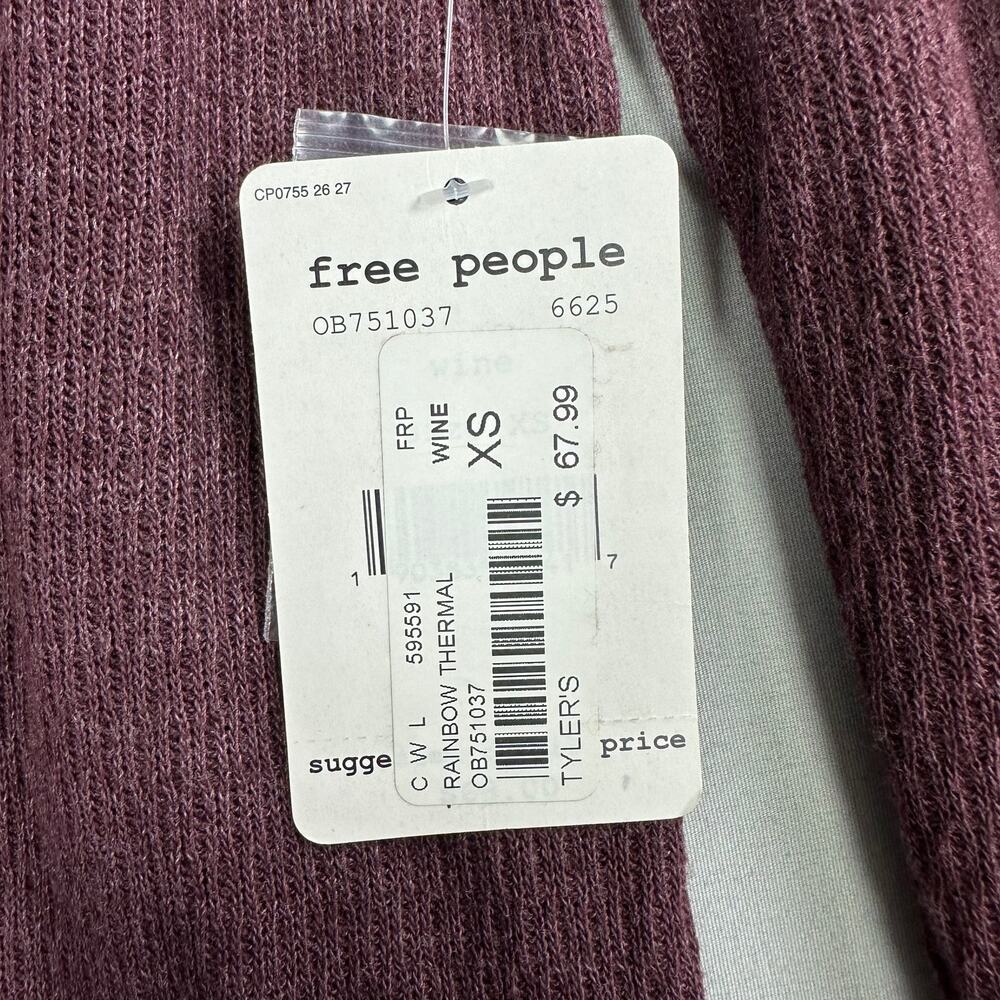 Free People We The Free Embroidered Thermal Henley Round Neck Women's XS  NWT - Picture 6 of 8